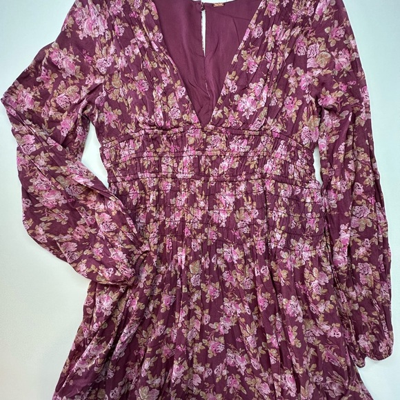 Free People Floral Long Sleeve Dress in Pink and White - Picture 5 of 9